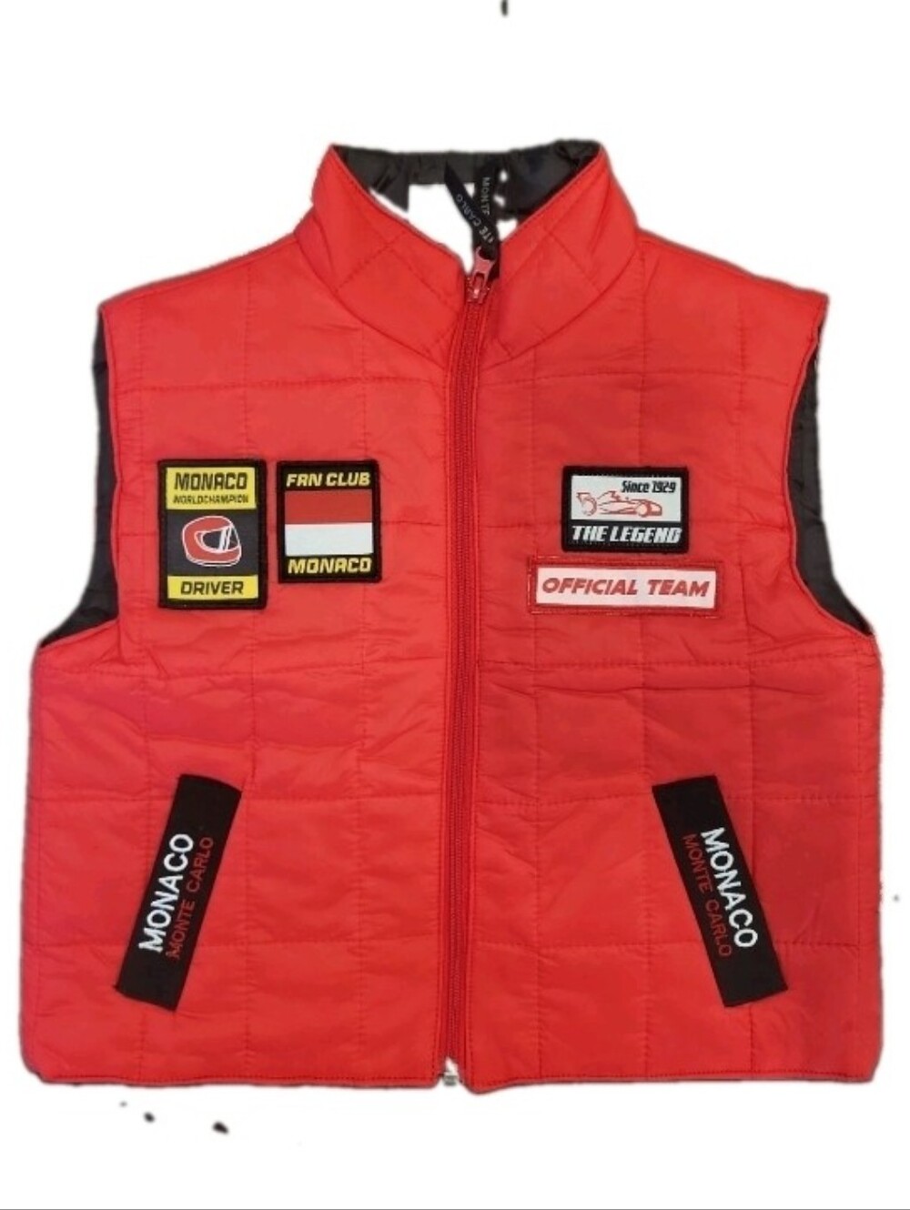 Monaco Monte Carlo Grand Prix Quilted Kids Racing Vest with Patches NWOT